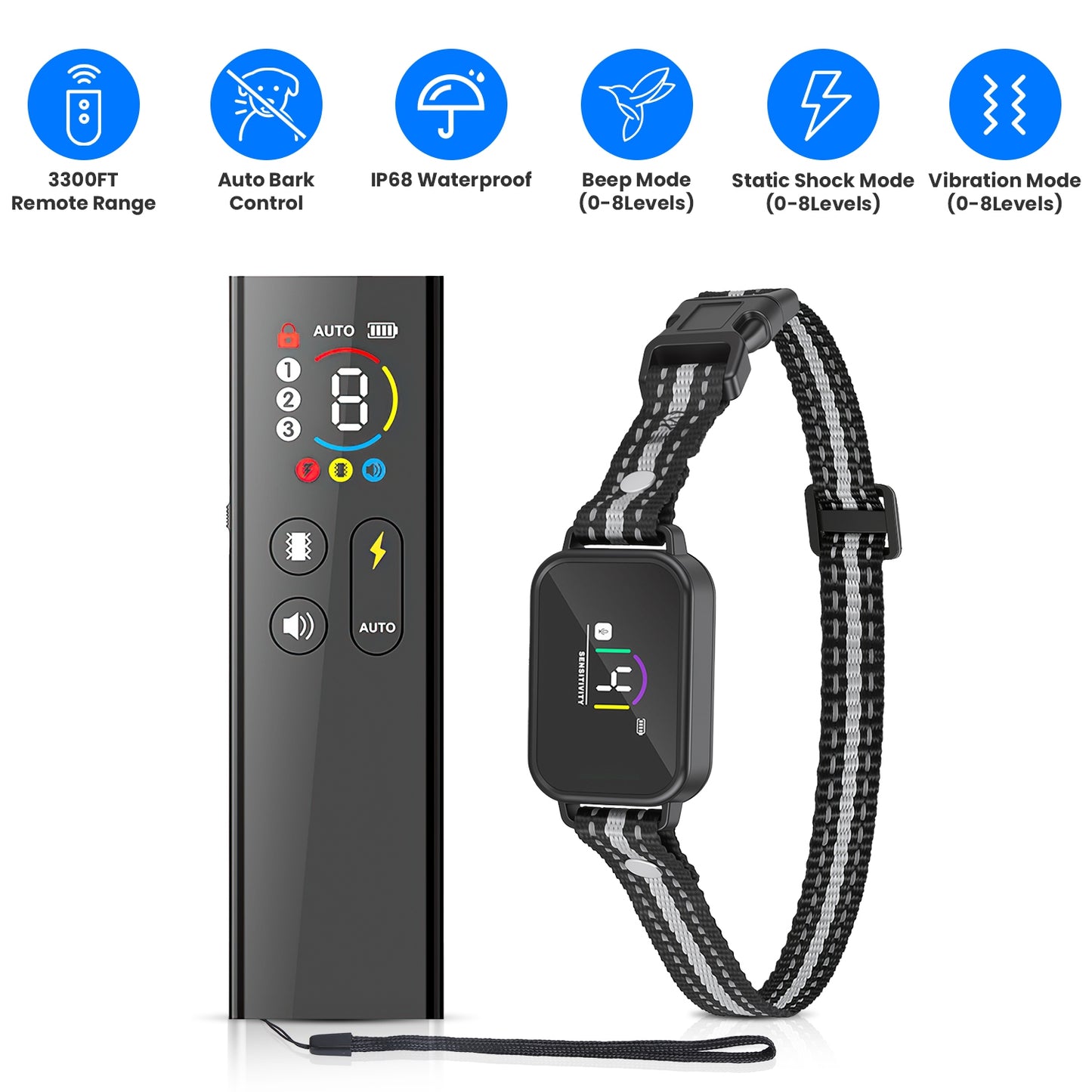 Dog Training Collar with Remote and Bark Control