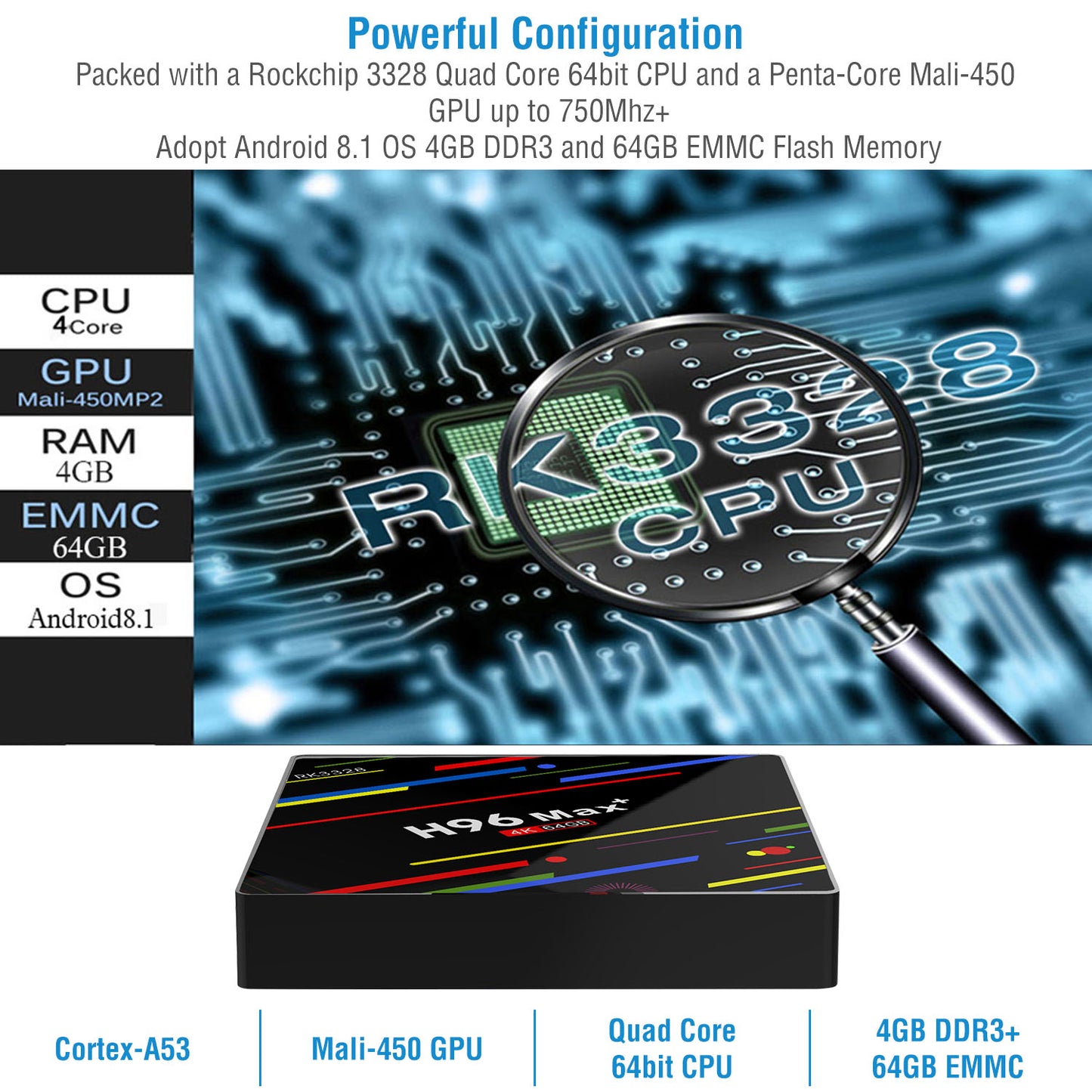 Android TV Box 4K Streaming Media Player with 4GB RAM