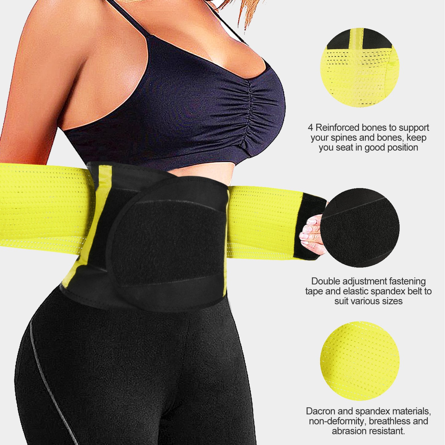 Waist Trainer Belt with Back Support - Adjustable Slimming Band