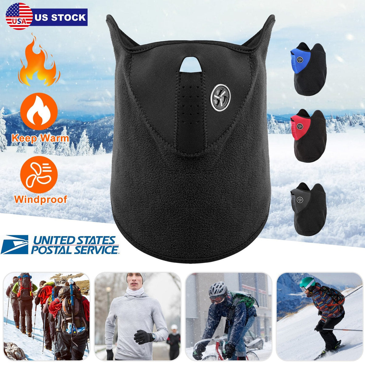 Half Face Mask Breathable Windproof Dustproof Neck Warmer for Bike Motorcycle Racing