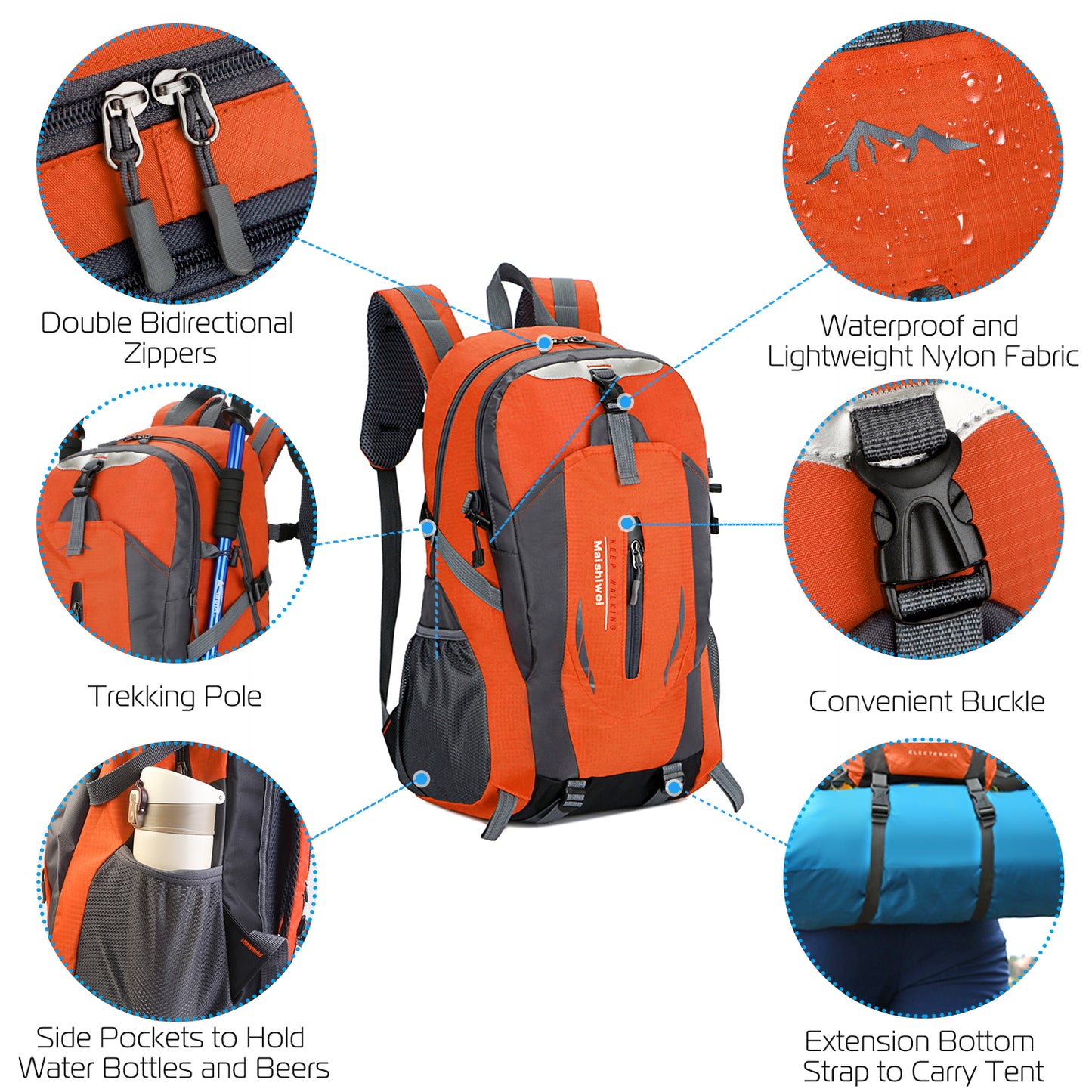 36L Waterproof Hiking Backpack with Ergonomic Design