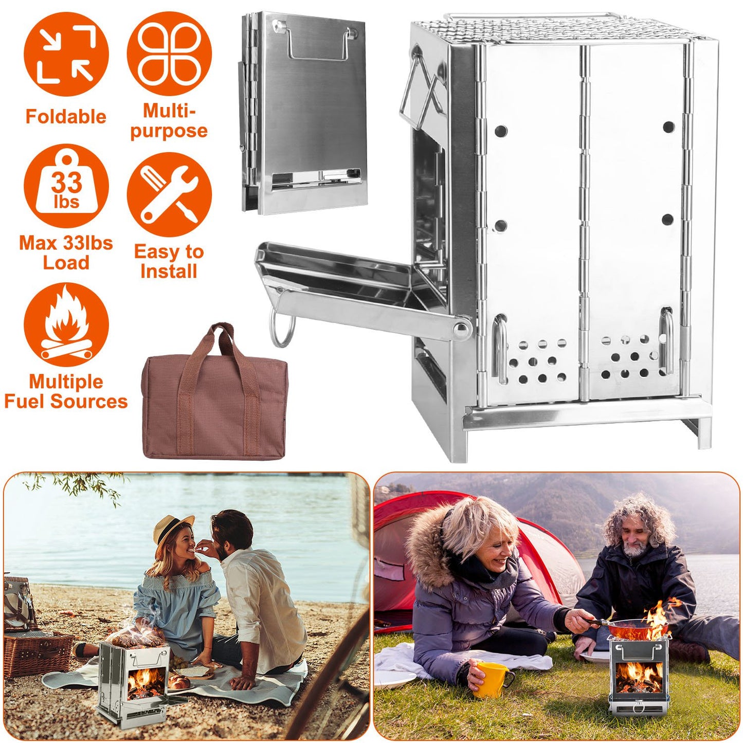 Portable Folding Camping Stove with Carry Bag