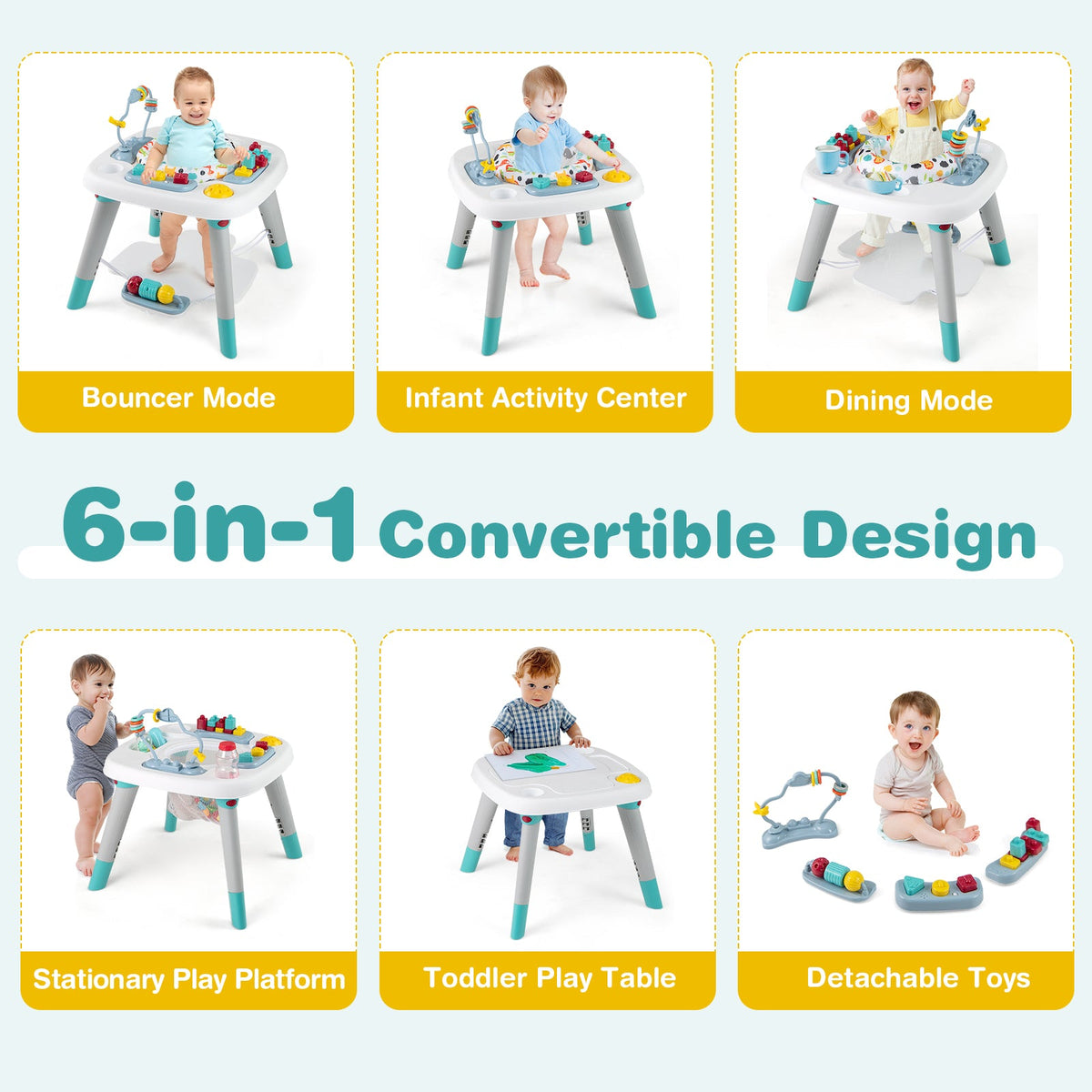 6-in-1 Baby Activity Center Infant Jumper Toddler Table