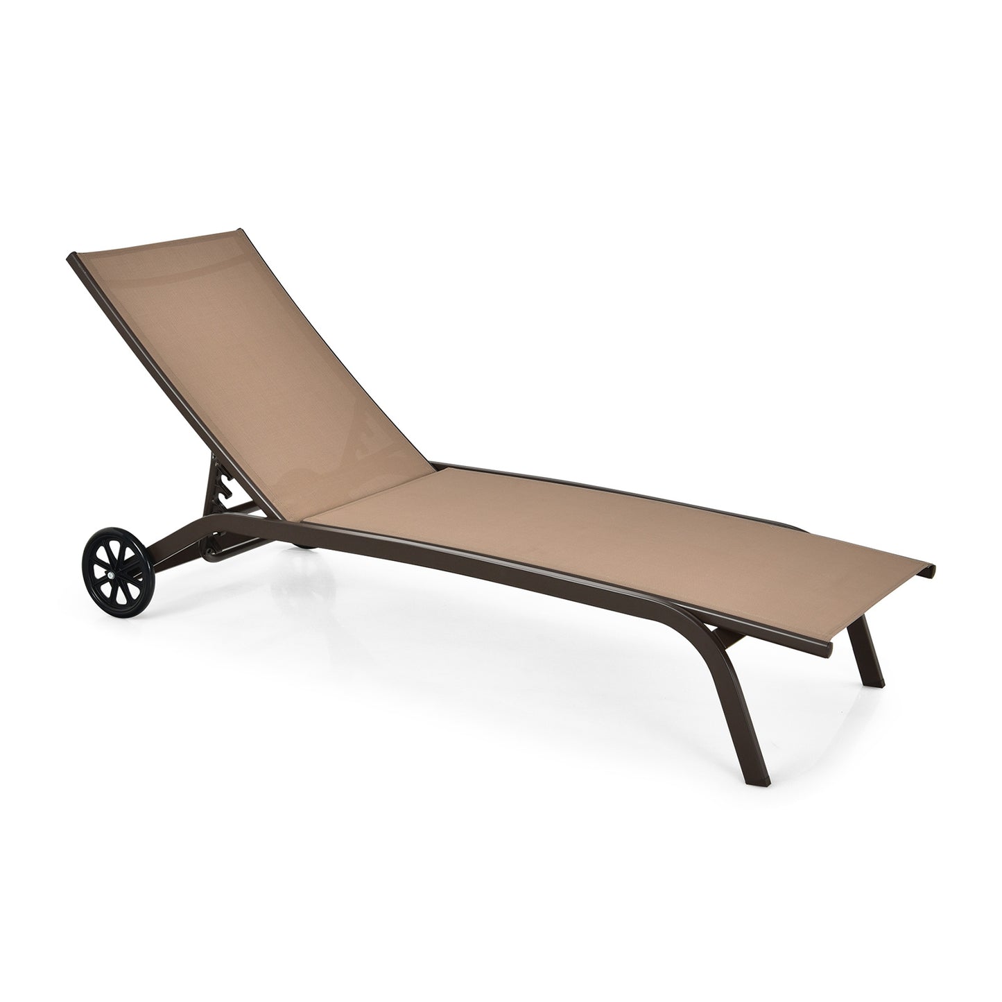 Adjustable Outdoor Chaise Lounge with Wheels - 6 Positions
