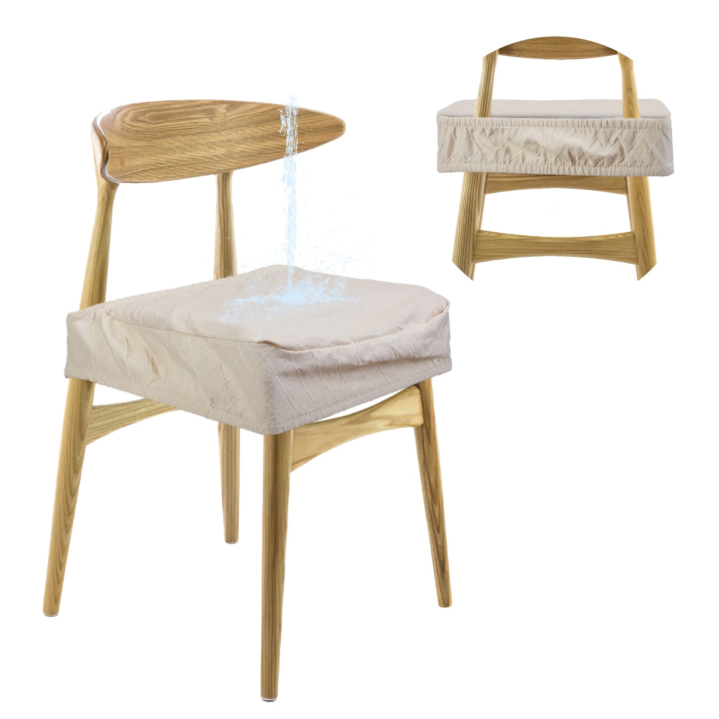 Waterproof Dining Chair Seat Covers - 4 Pack Stretch Slipcovers
