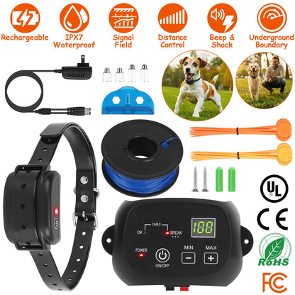 Underground Dog Fence System with Rechargeable Receiver