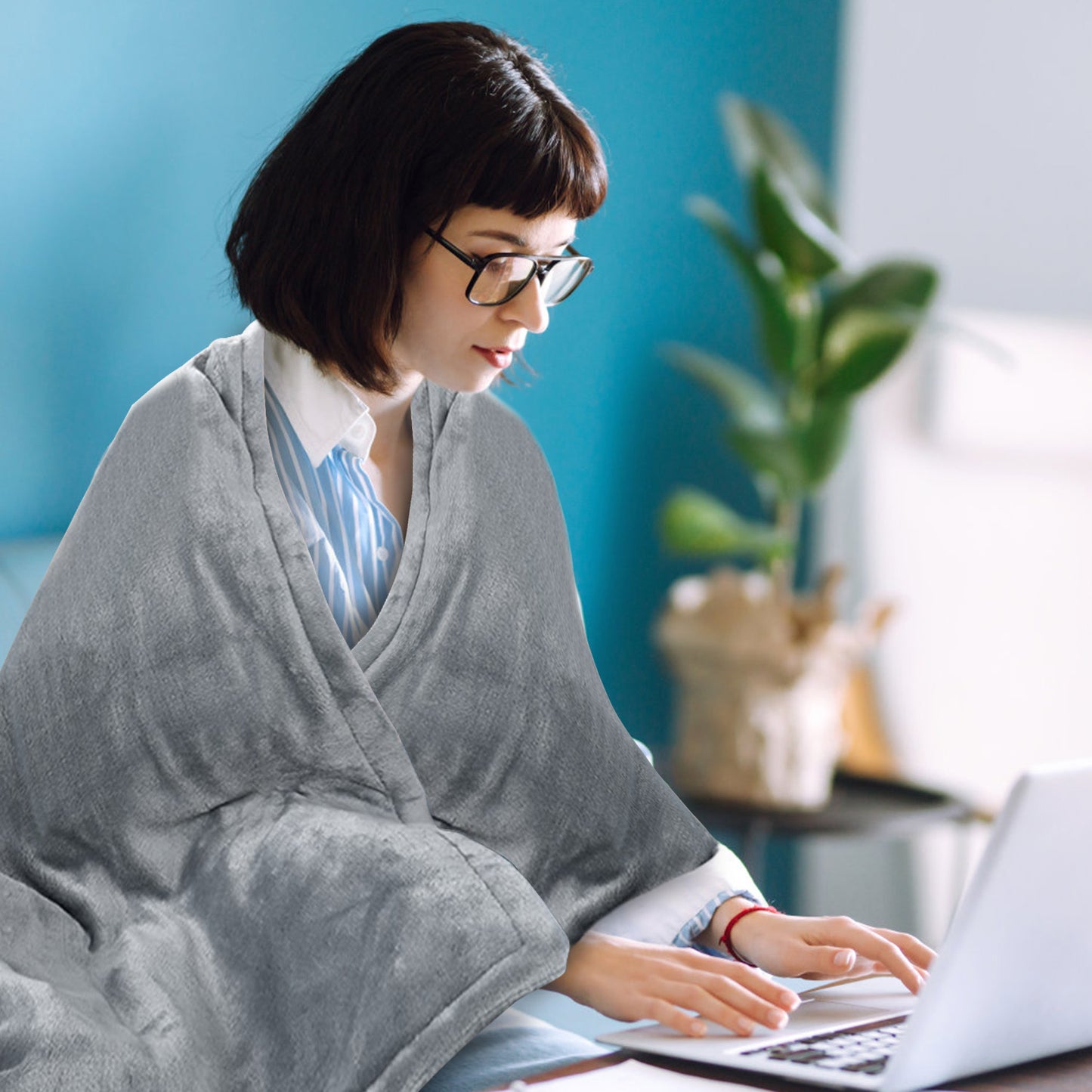 Electric Heated Throw Blanket with 6 Heat Settings, 59x50in