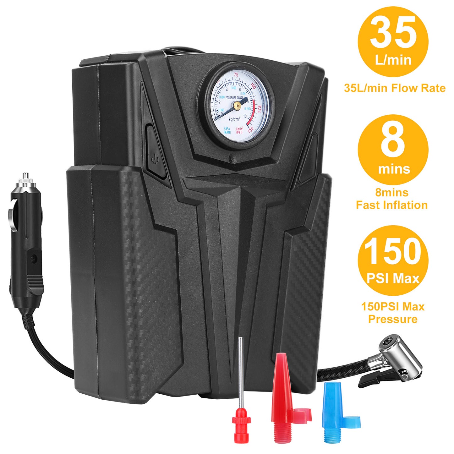 Portable Car Tire Air Compressor with Pointer Gauge 12V DC