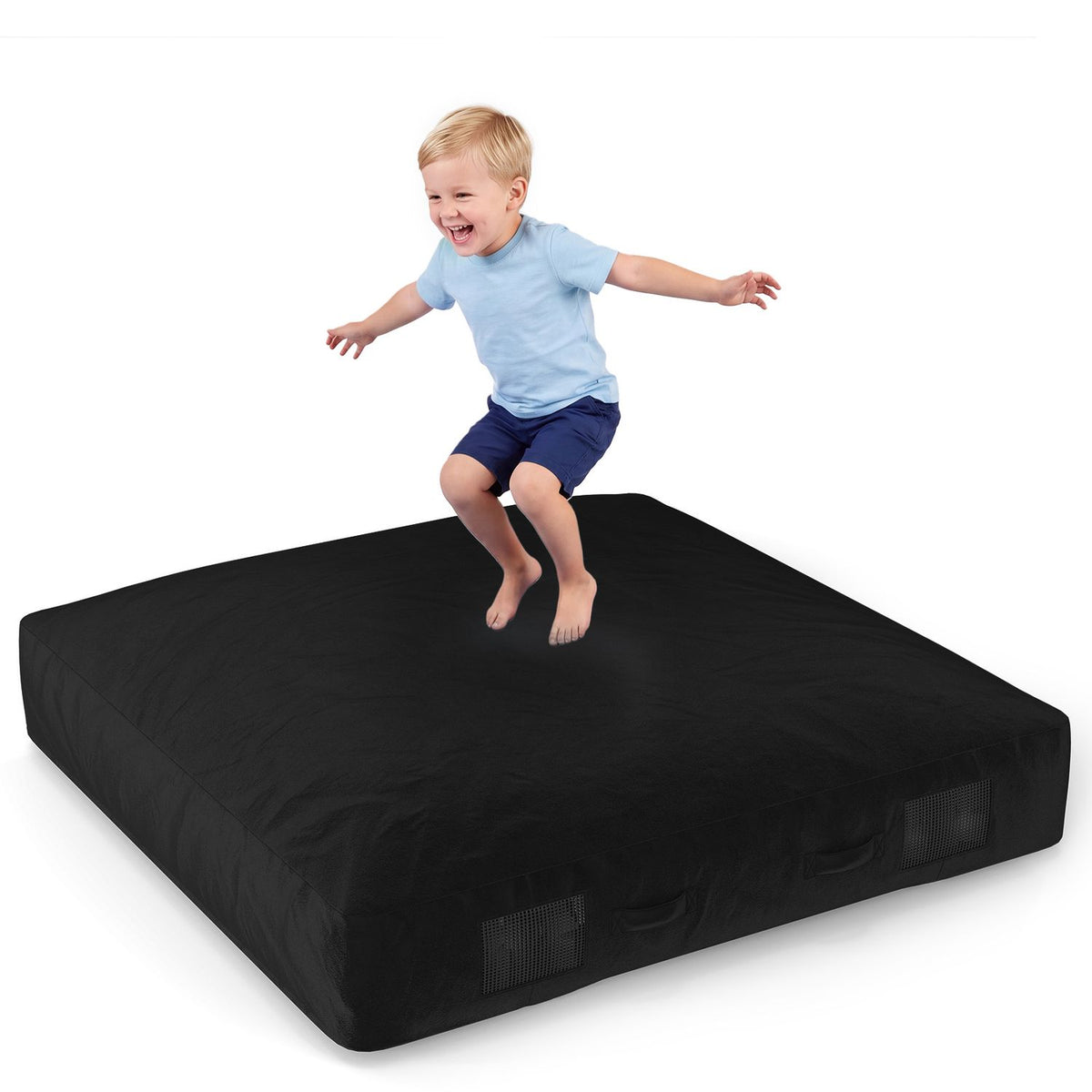 60 Inch Crash Pad for Kids Sensory Foam Crash Mat with Velvet Cover-Black