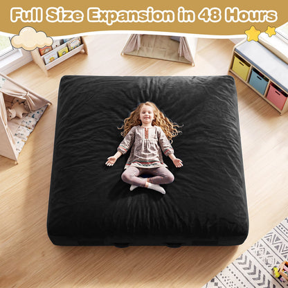 60 Inch Crash Pad for Kids Sensory Foam Crash Mat with Velvet Cover-Black