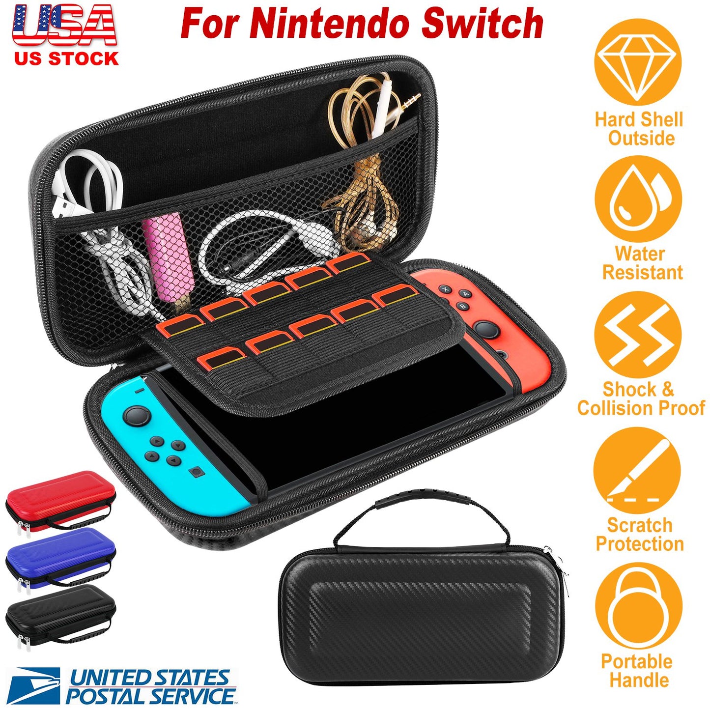 Hard Shell Carry Case for Nintendo Switch with Game Storage