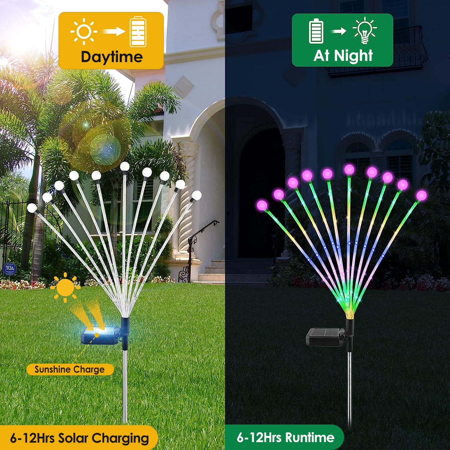 Solar Firefly Lights Swaying Garden Pathway Stakes (2-Pack)