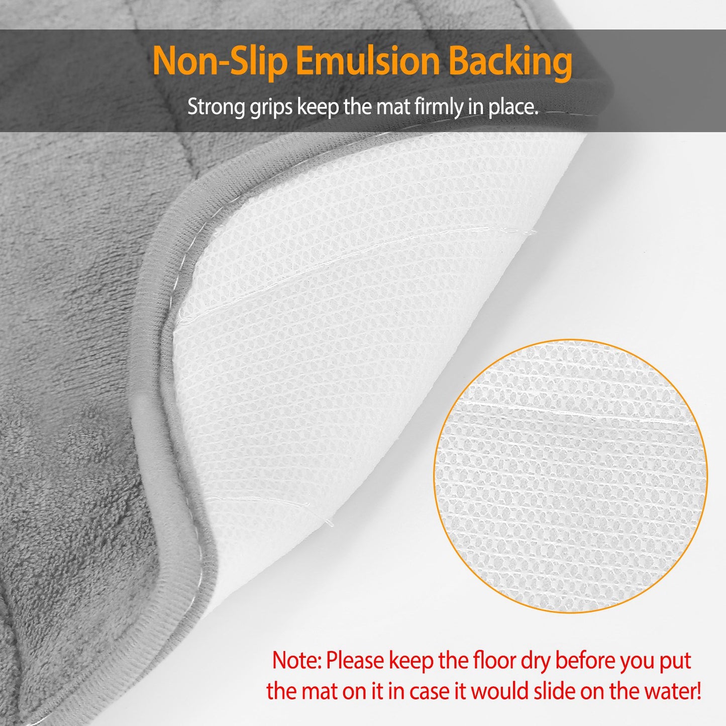 U-Shaped Bathroom Rug Non-Slip Contour Toilet Mat 23.6x19.7in