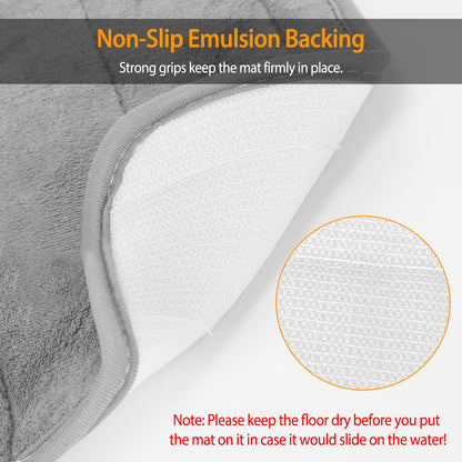 U-Shaped Bathroom Rug Non-Slip Contour Toilet Mat 23.6x19.7in