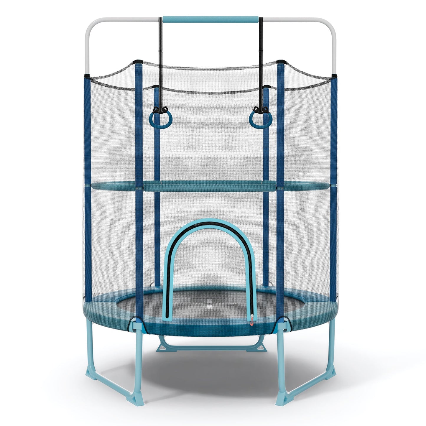 60 Inch Trampoline with Gymnastic Bar and Rings for Kids