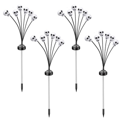 Solar Skull Lights Outdoor Halloween Decorations 4 Pack