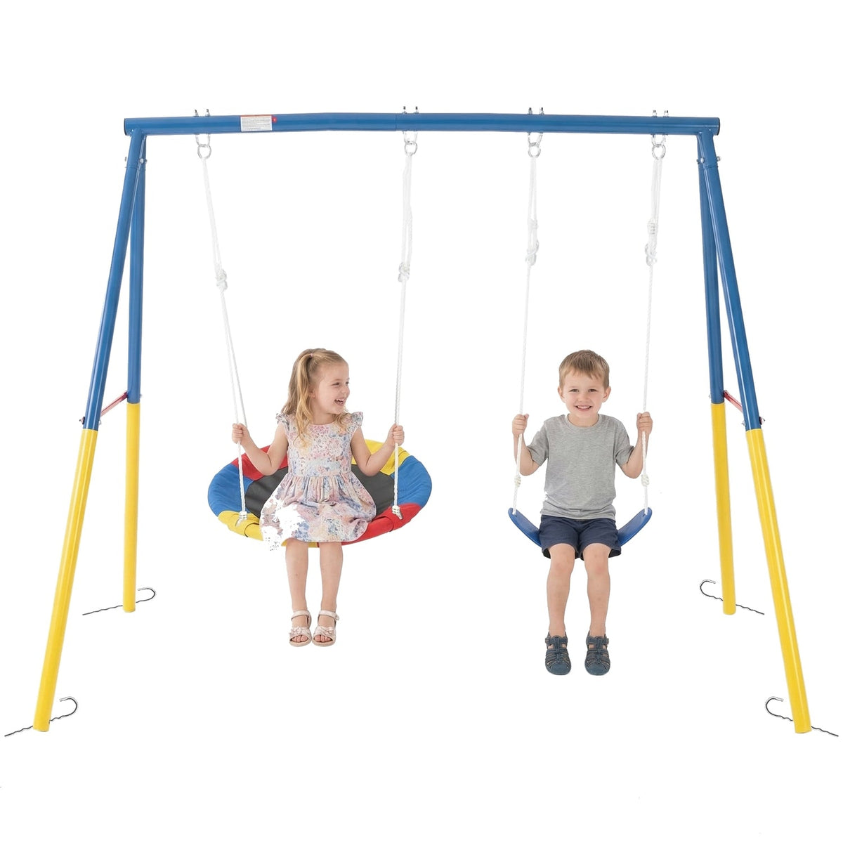 Outdoor Swing Set with Saucer & Belt Swings - 330lbs Capacity