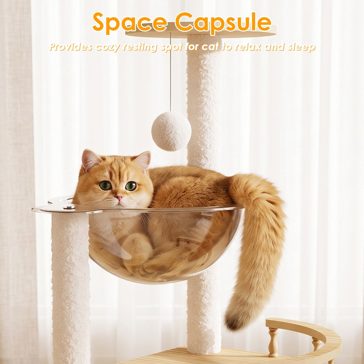 Cat Tree Tower 41" with Acrylic Hammock & Sisal Posts