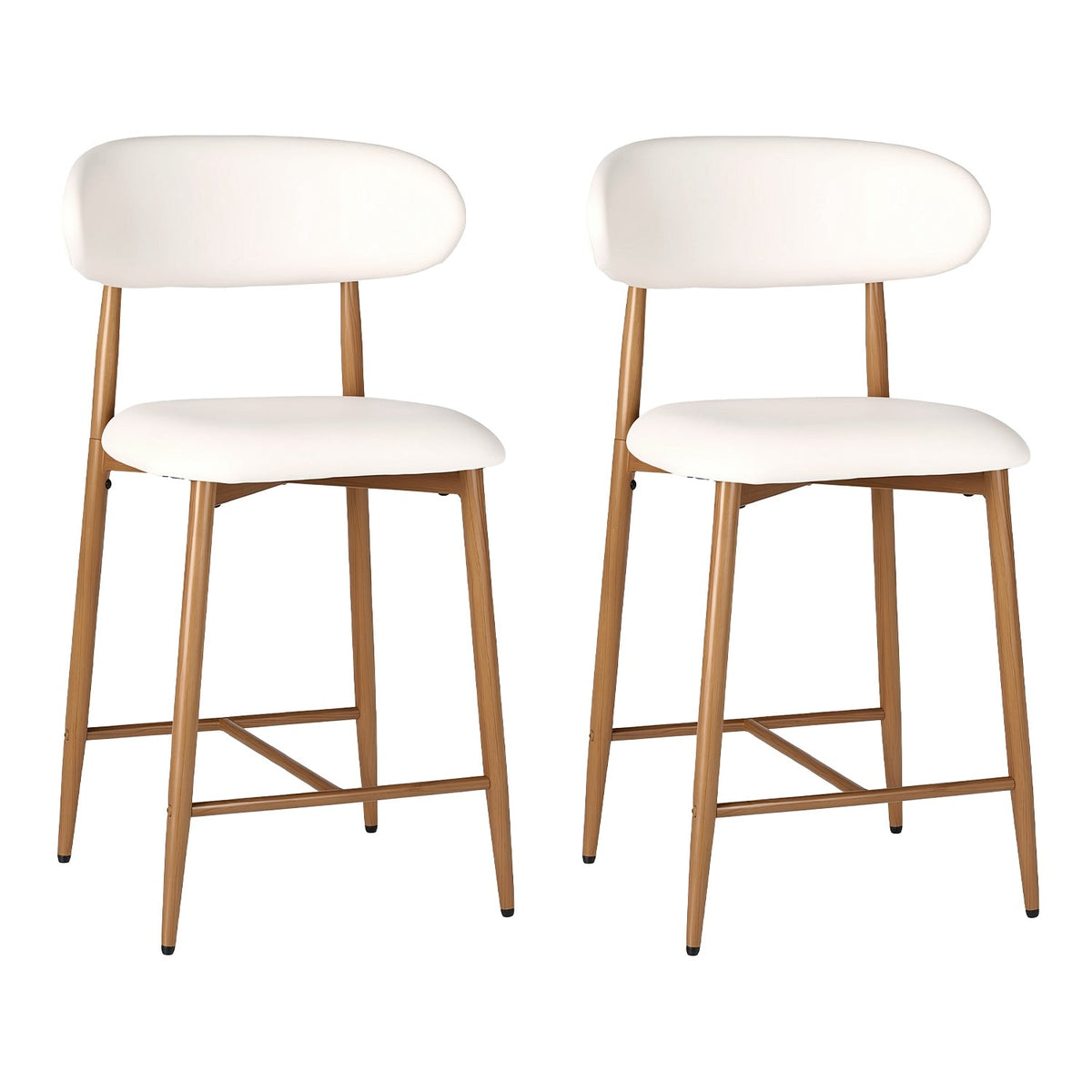 Counter Height Bar Stools Set of 2 with Curved Backrest