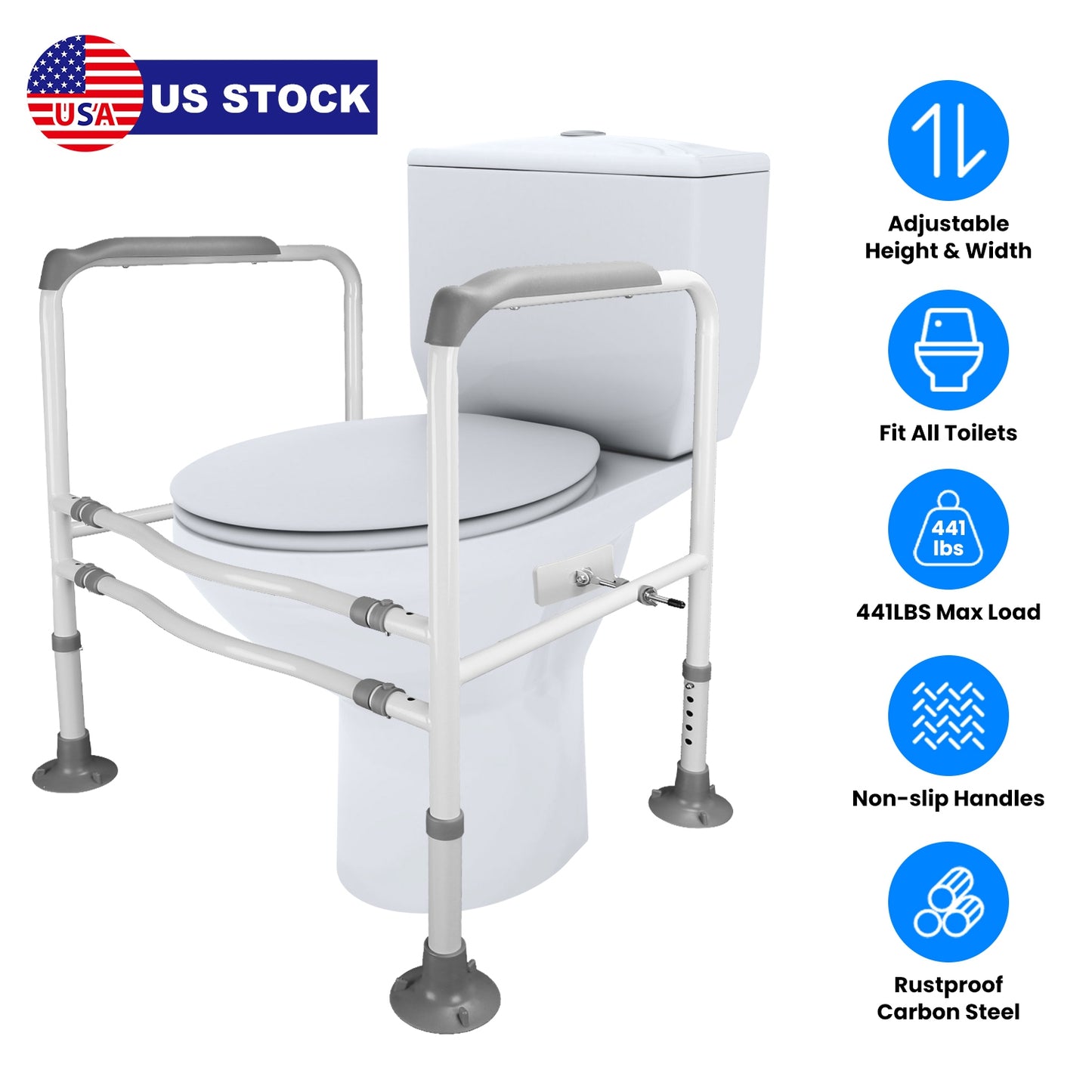 Adjustable Toilet Safety Rails for Elderly & Handicap
