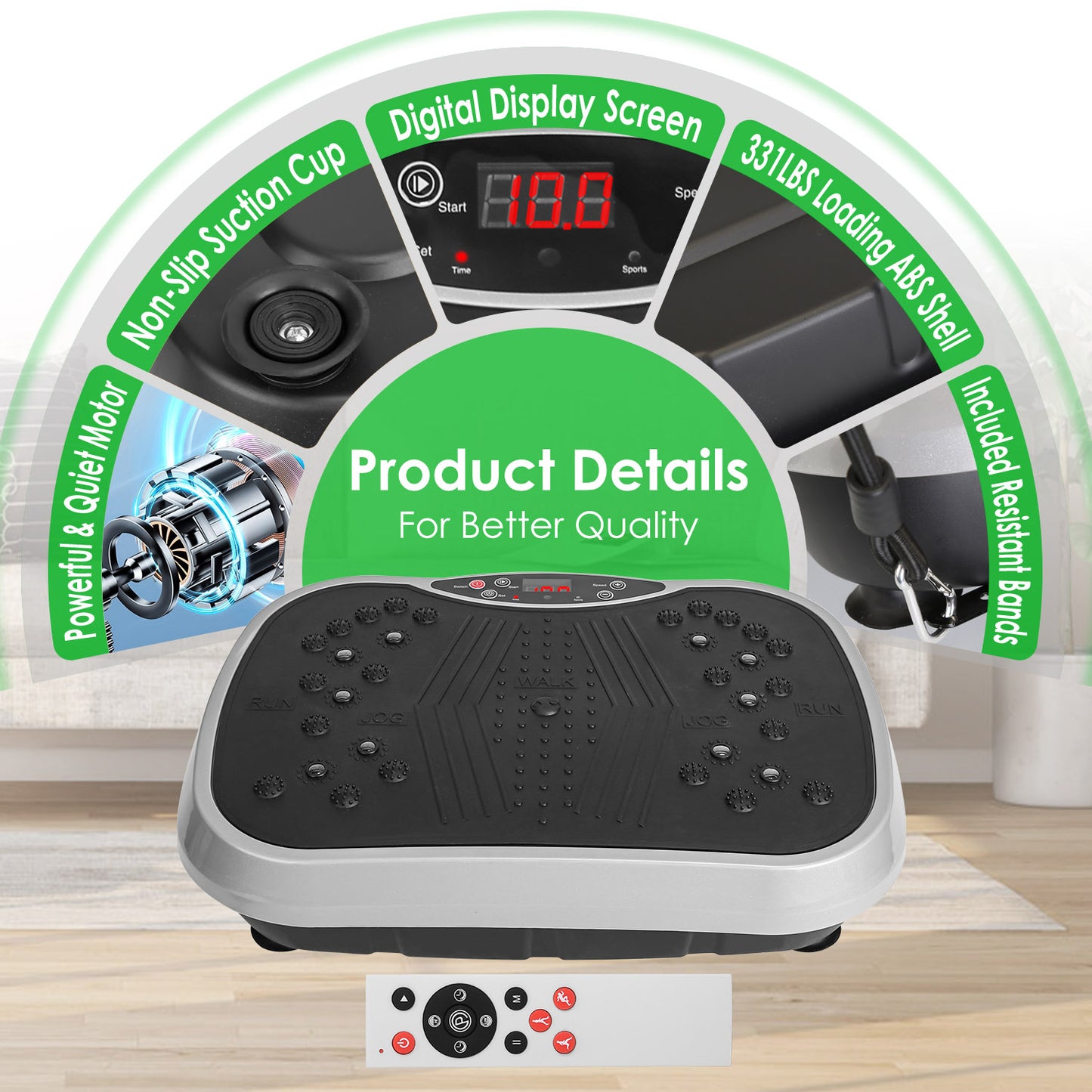 Vibration Platform Exercise Machine with Resistance Bands