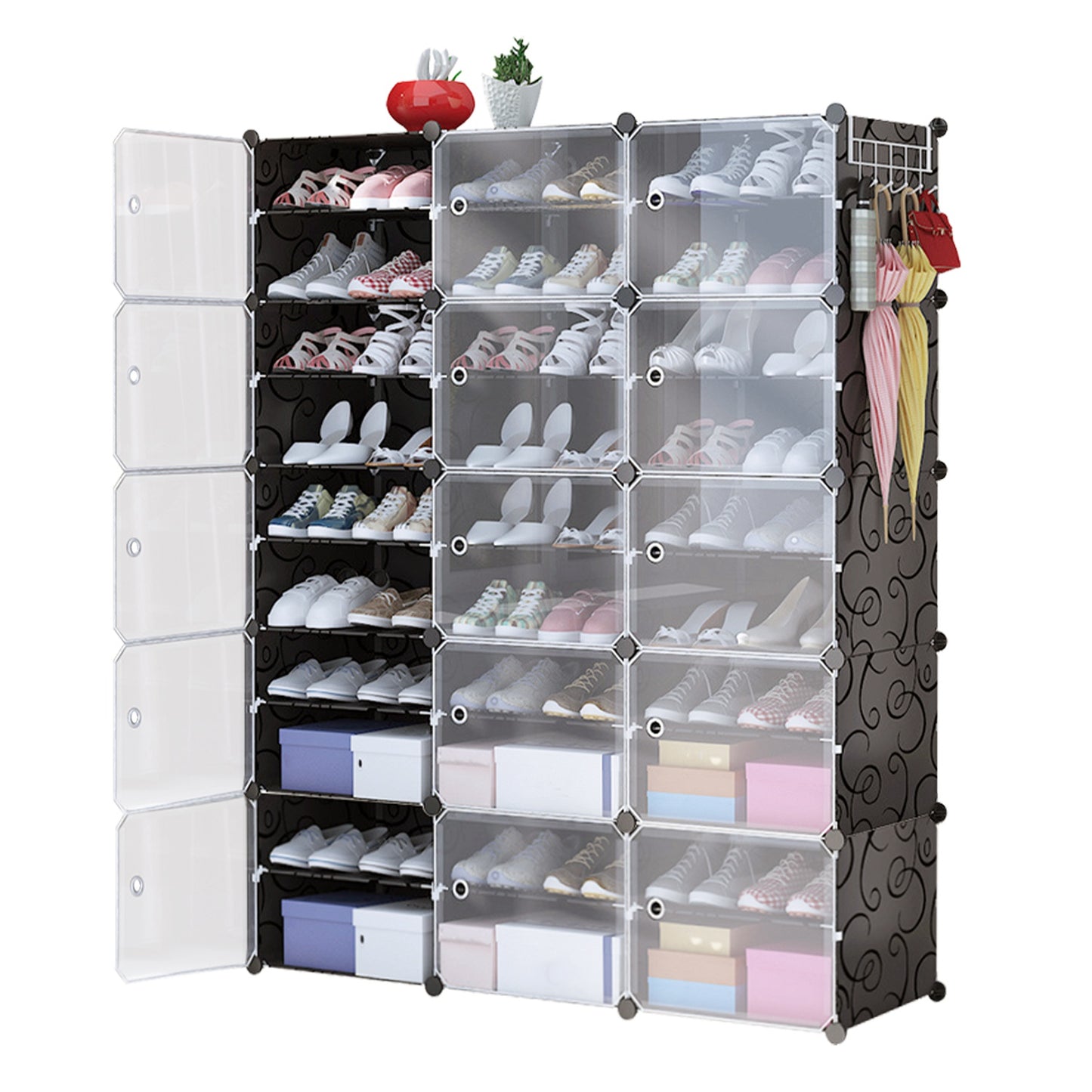 8-Tier Shoe Rack Organizer with Transparent Doors, 32 Pairs