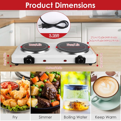 1800W Dual Burner Hot Plate – Portable Infrared Electric Cooktop