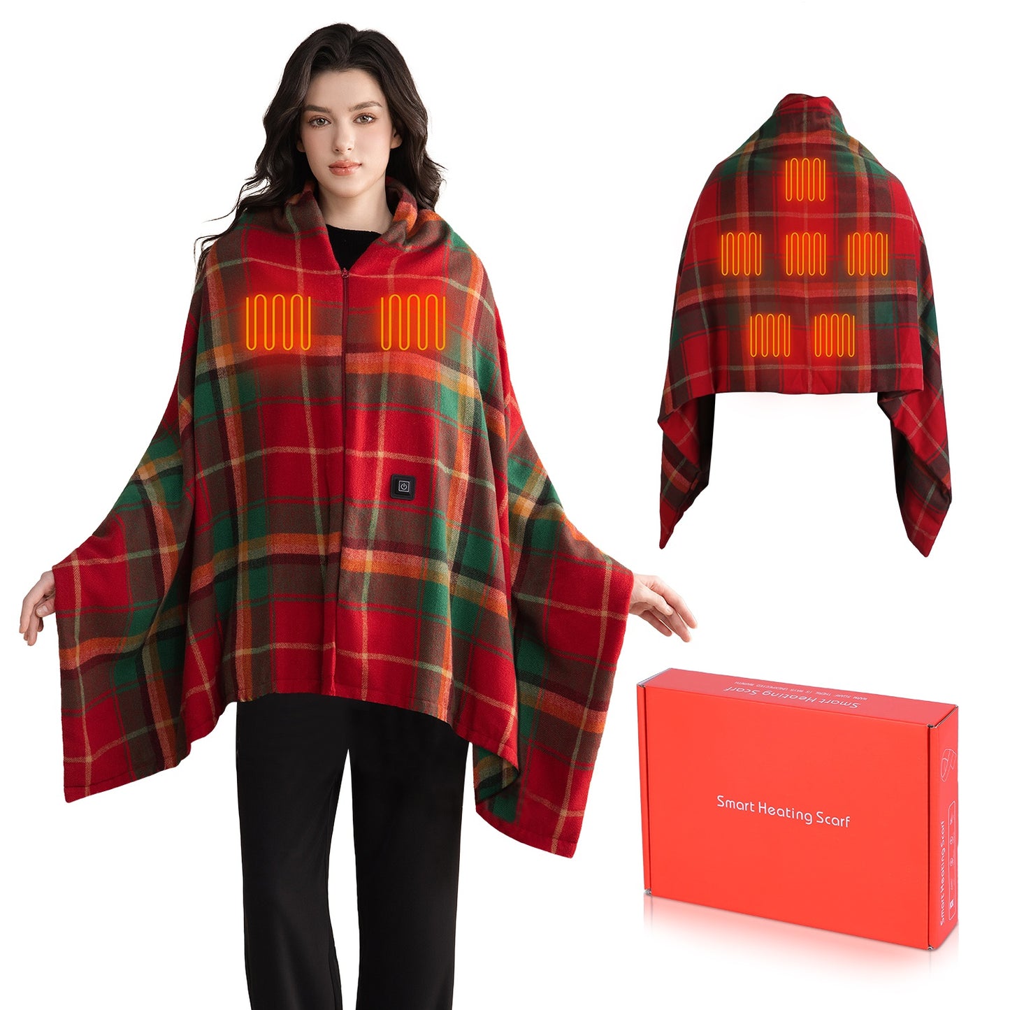 USB Heated Shawl with 3 Heat Levels and Zipper