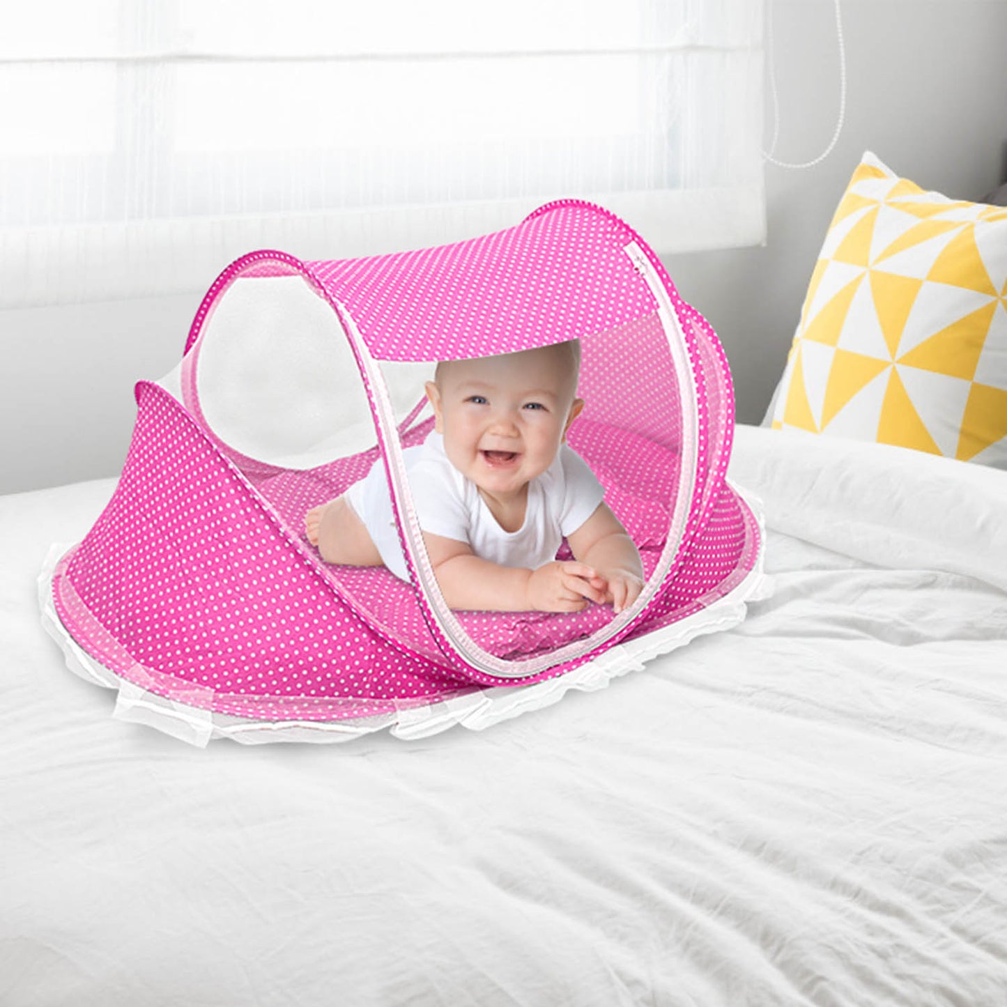 Foldable Baby Travel Bed with Mosquito Net & Music Box
