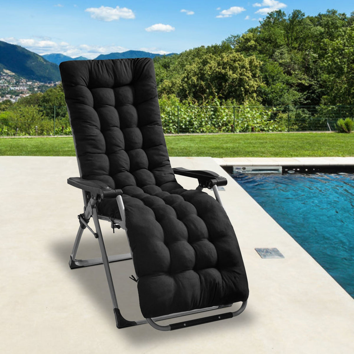71x22in Chaise Lounger Cushion Recliner Rocking Chair Sofa Mat Deck Chair Cushion