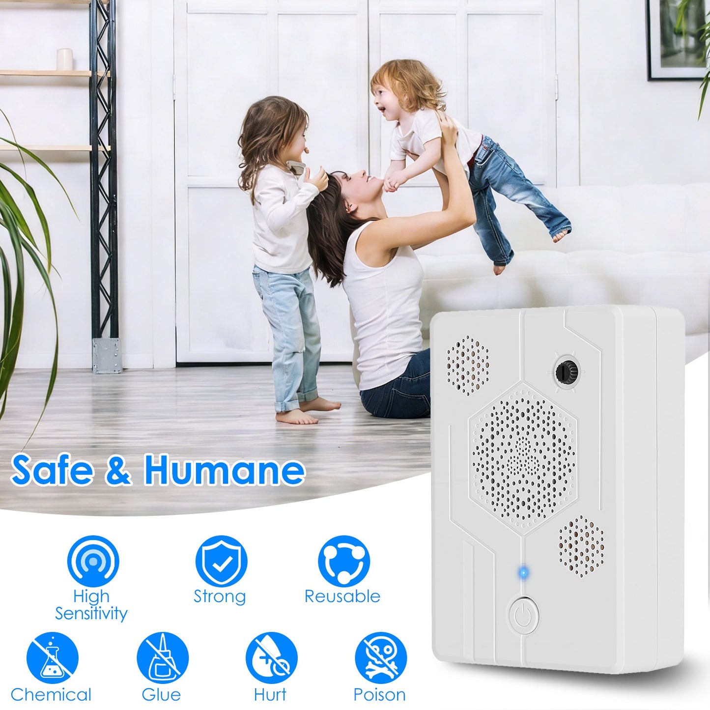 Ultrasonic Pest Repeller 2-Pack Rechargeable Bat Bird Mouse