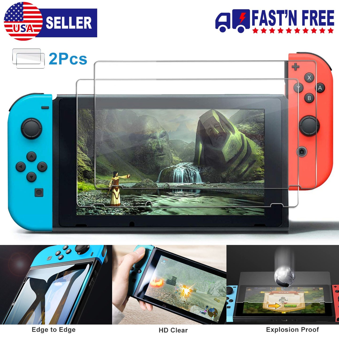 Nintendo Switch Tempered Glass Screen Protector 2-Pack