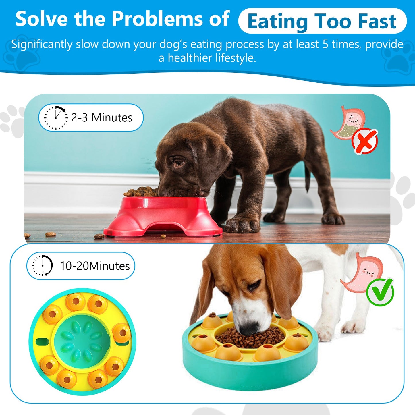 Dog Puzzle Feeder Slow Feed Bowl with Rotating Granaries