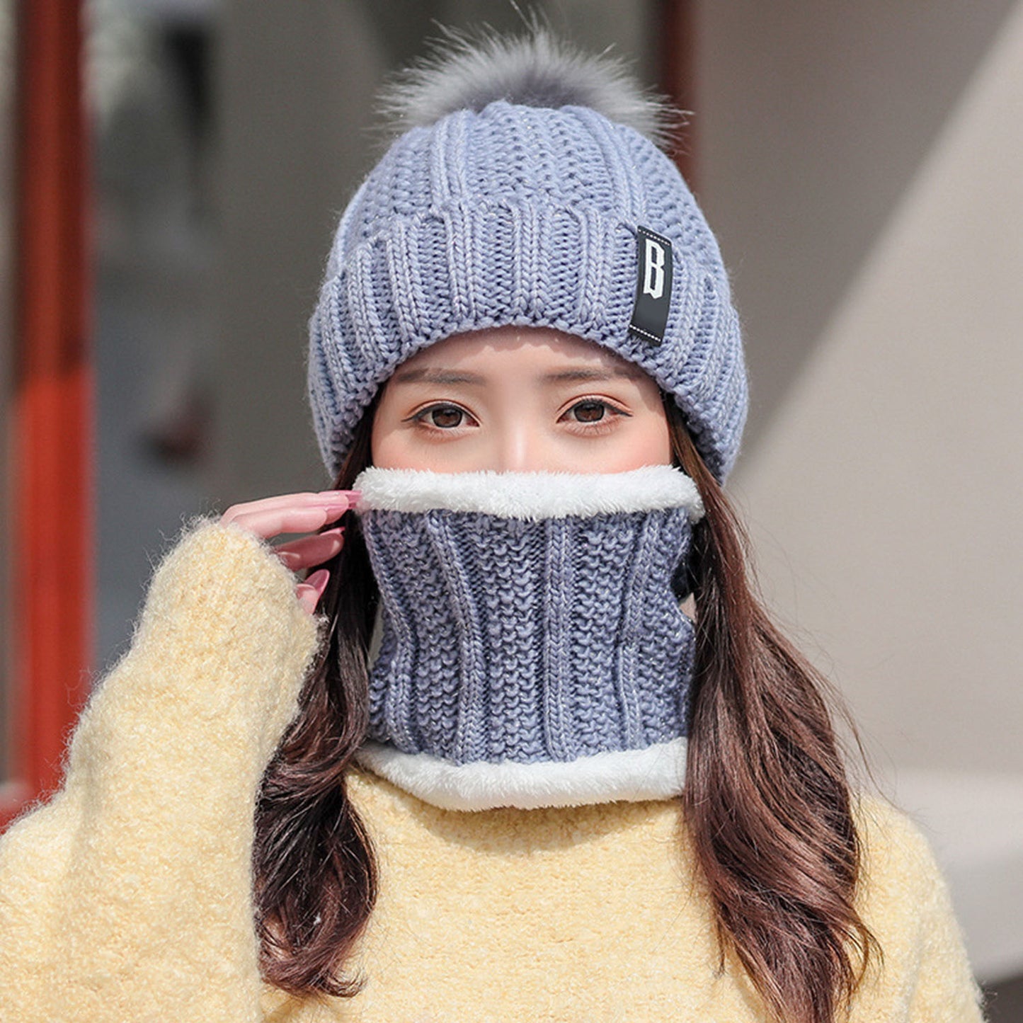 Beanie Hat and Scarf Set - Fleece Lined Winter Knit
