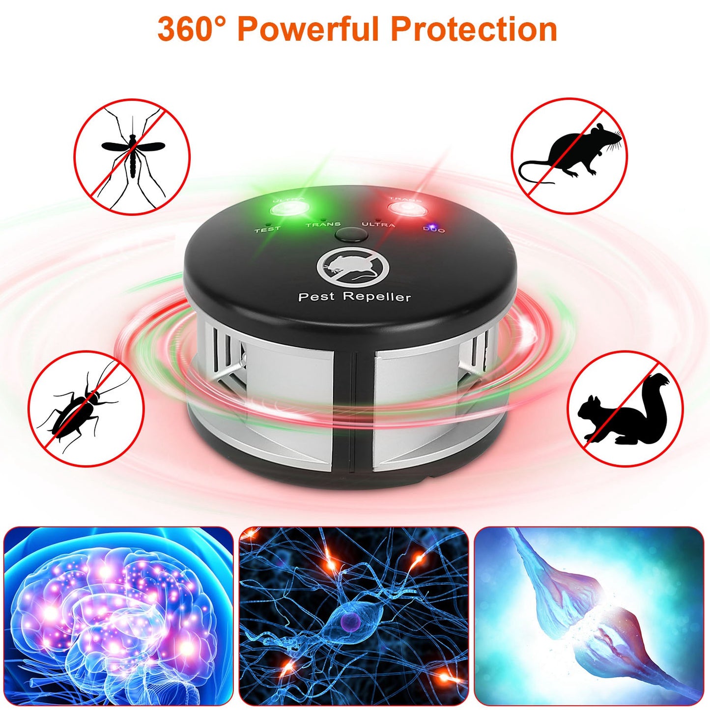 Ultrasonic Pest Repeller with 4 Modes for Indoor Use