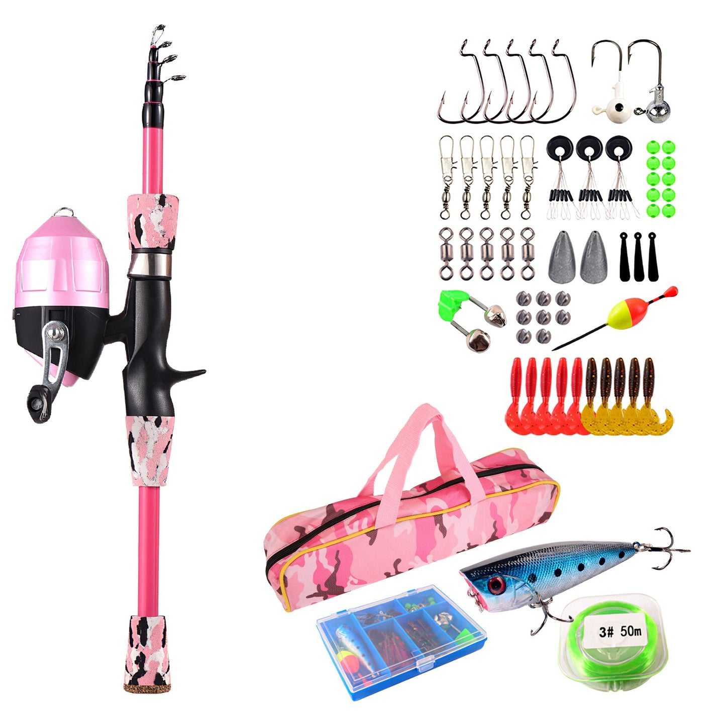 Kids Telescopic Fishing Rod and Reel Combo Starter Kit