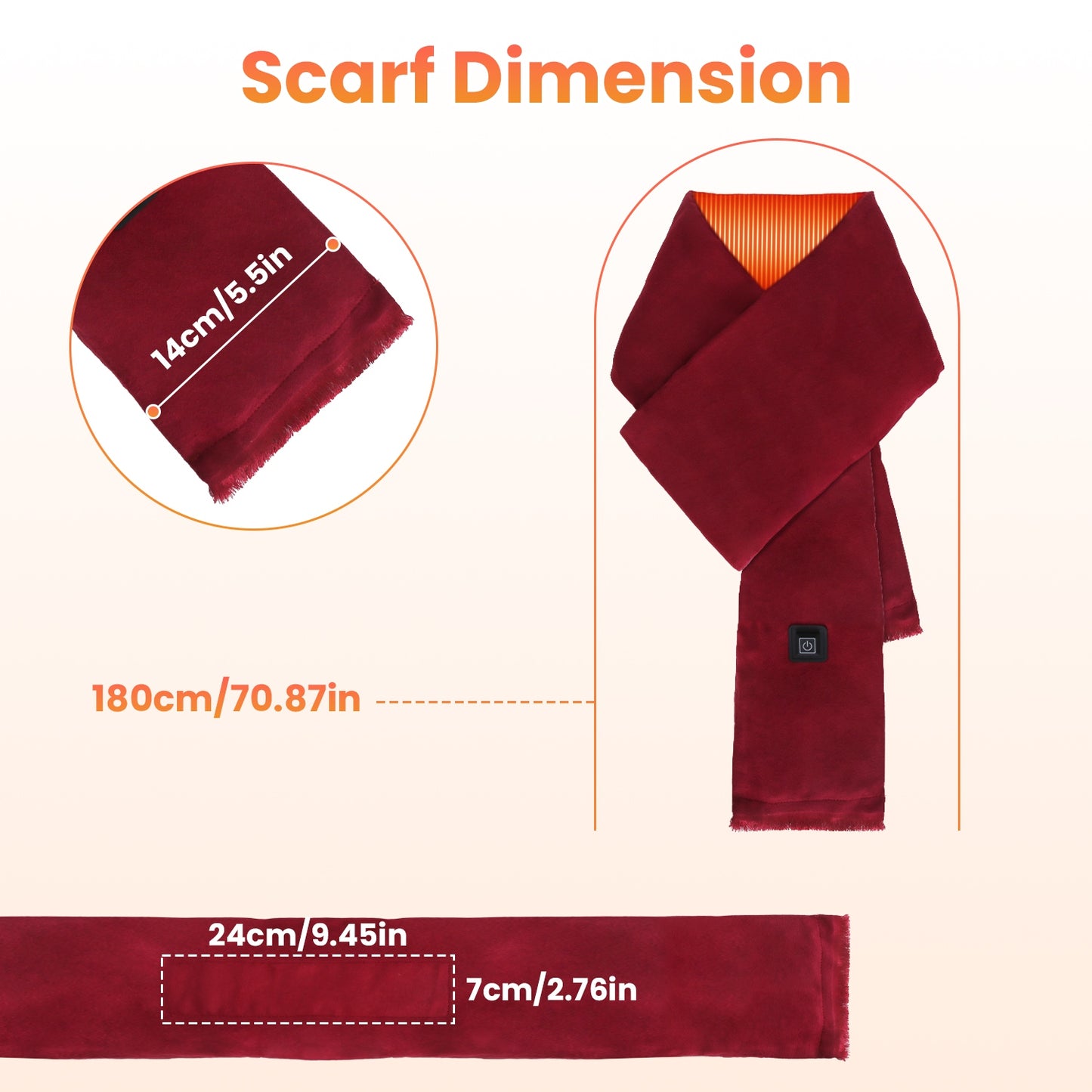 USB Heated Winter Scarf with 3 Temperature Settings