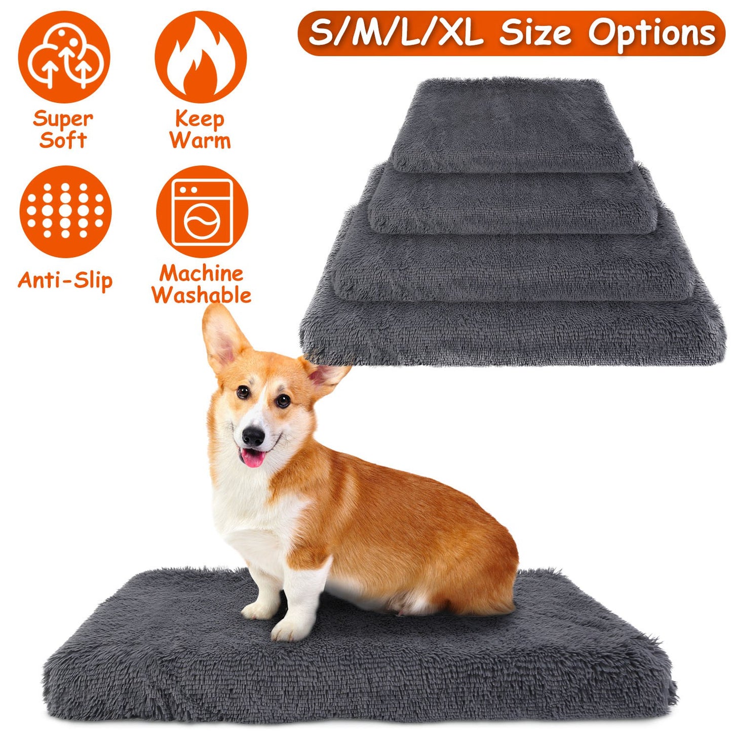 Dog Bed Plush Cushion with Egg Crate Foam - Washable Cover