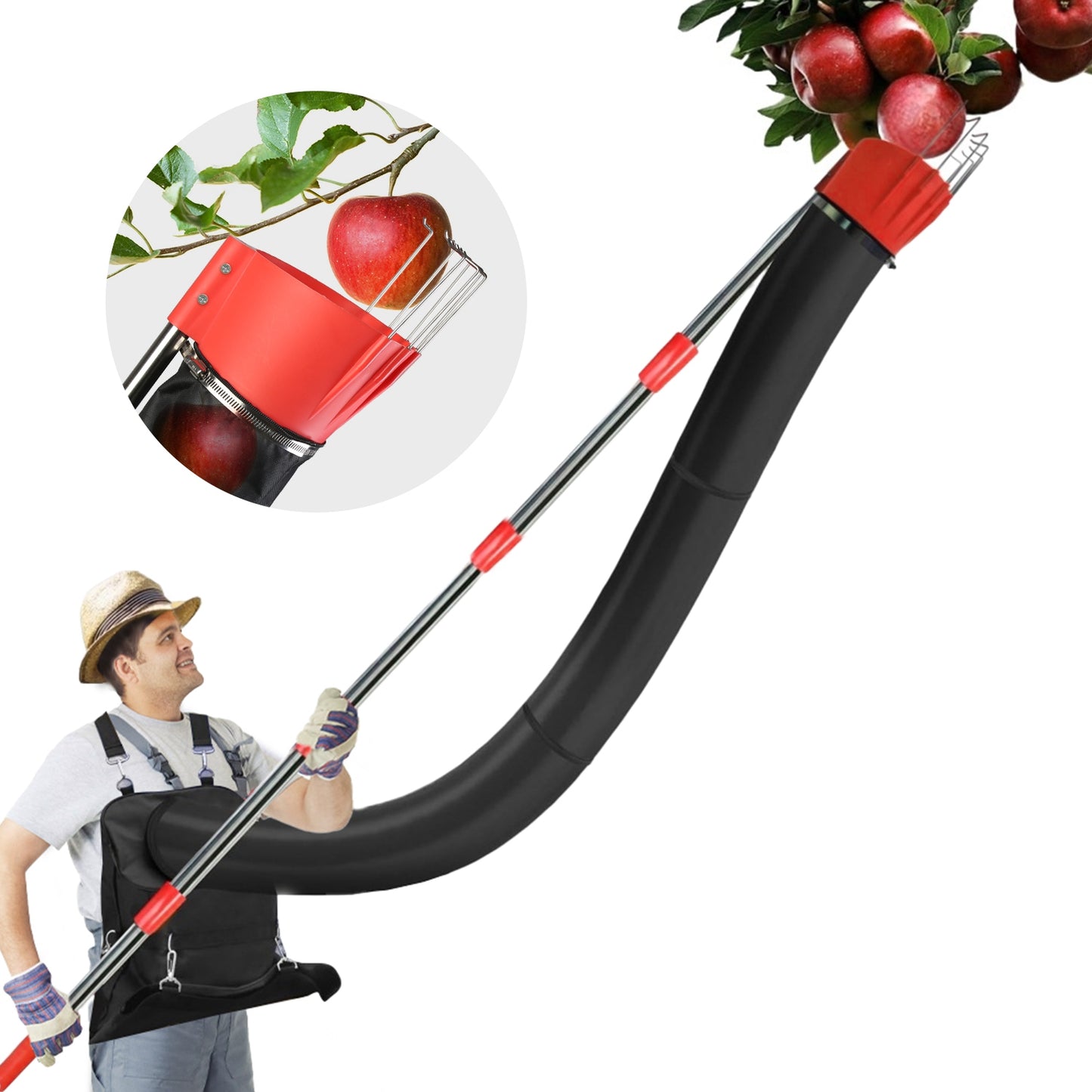 Fruit Picker Pole with Harvest Bag - 13.43ft Telescopic Reach