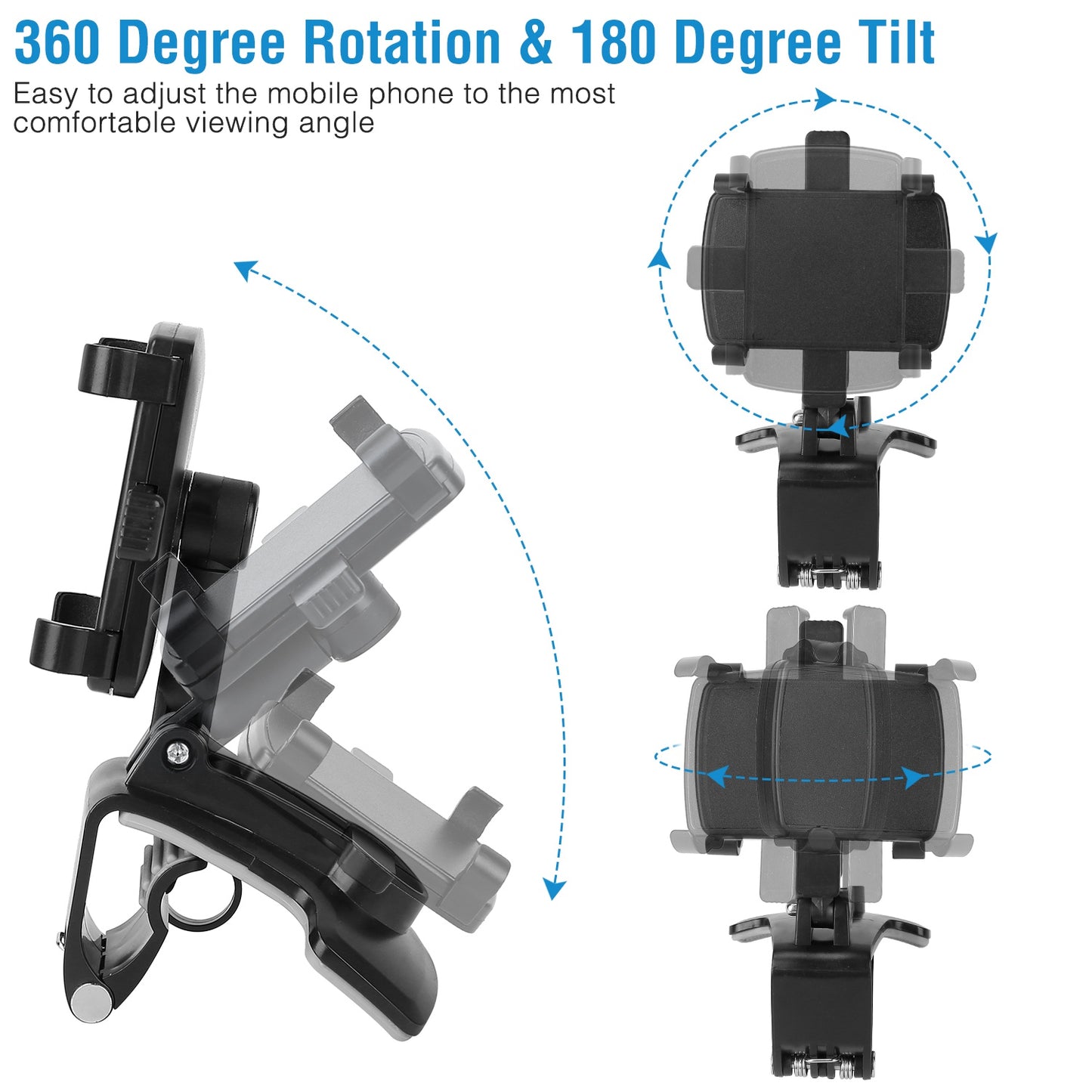 Dashboard Phone Holder with 360° Rotation for 3-7 Inch Phones