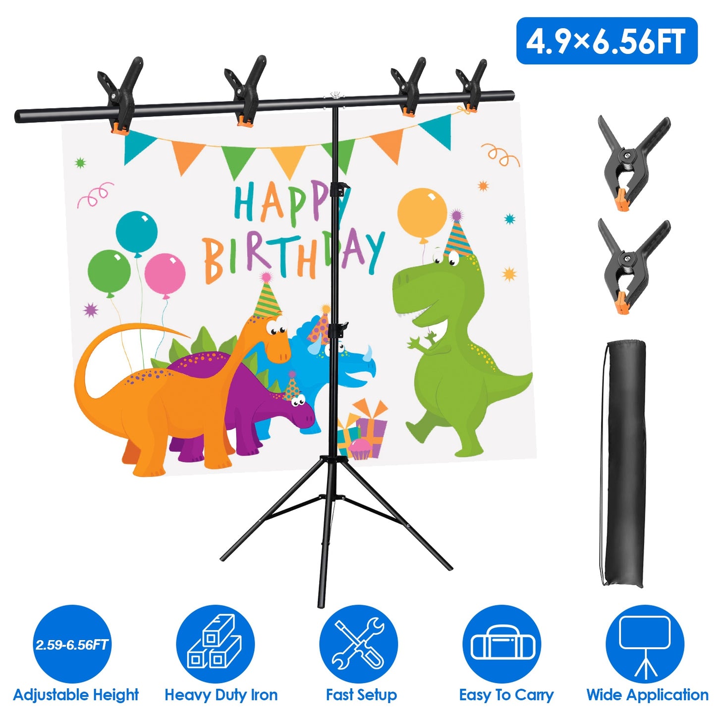 T-Shape Backdrop Stand 5x6.5ft Adjustable Photography Kit