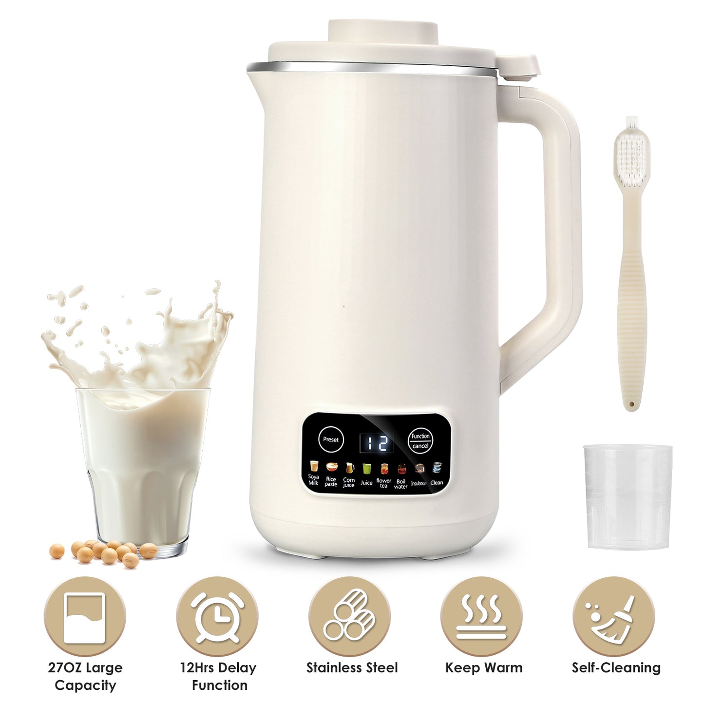 Nut Milk Maker 27oz with Delay Timer & Self-Cleaning