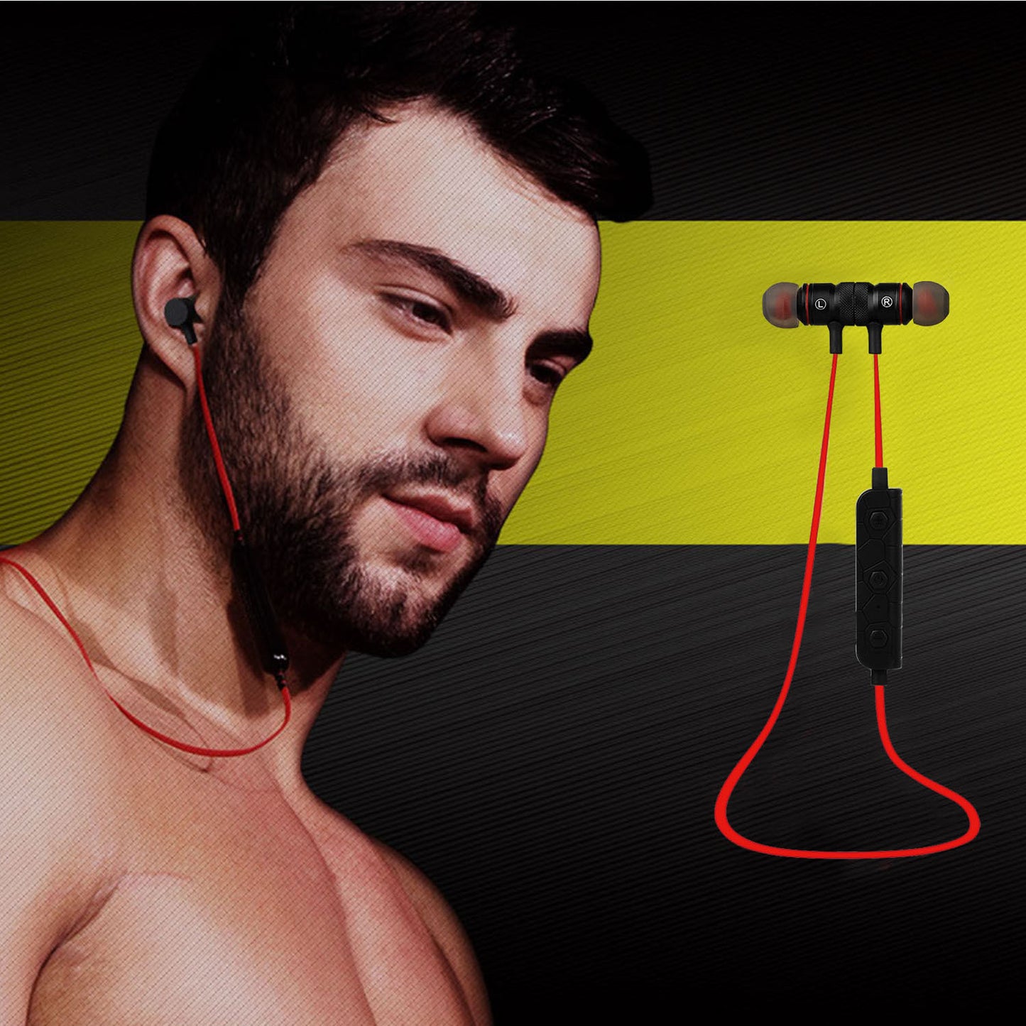 Wireless Neckband Headphones with Magnetic Earbuds - Sport