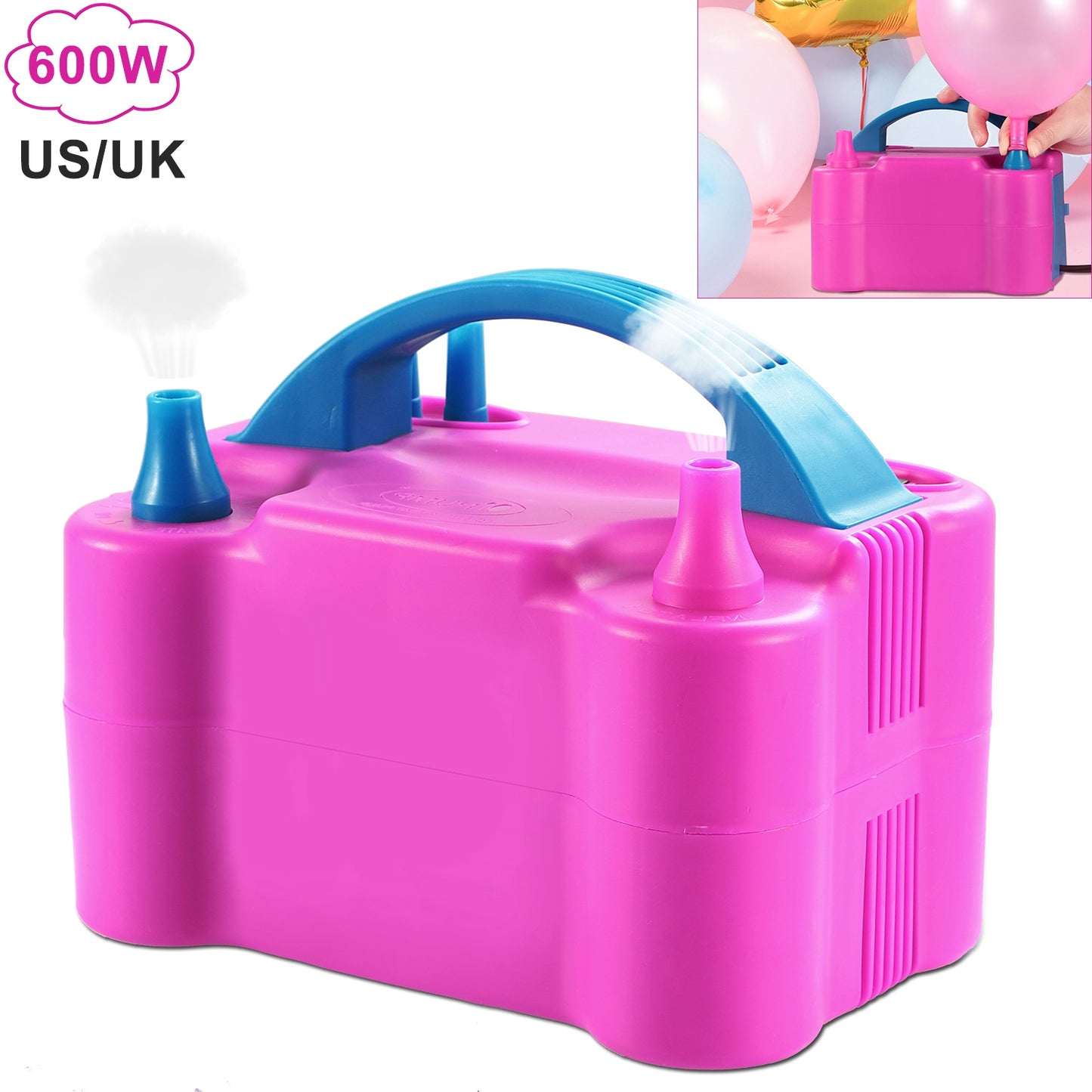Electric Balloon Pump 600W Dual Nozzle Inflator for Parties