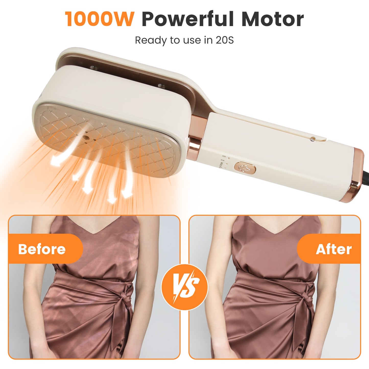 3-in-1 Travel Garment Steamer with 180° Rotating Head