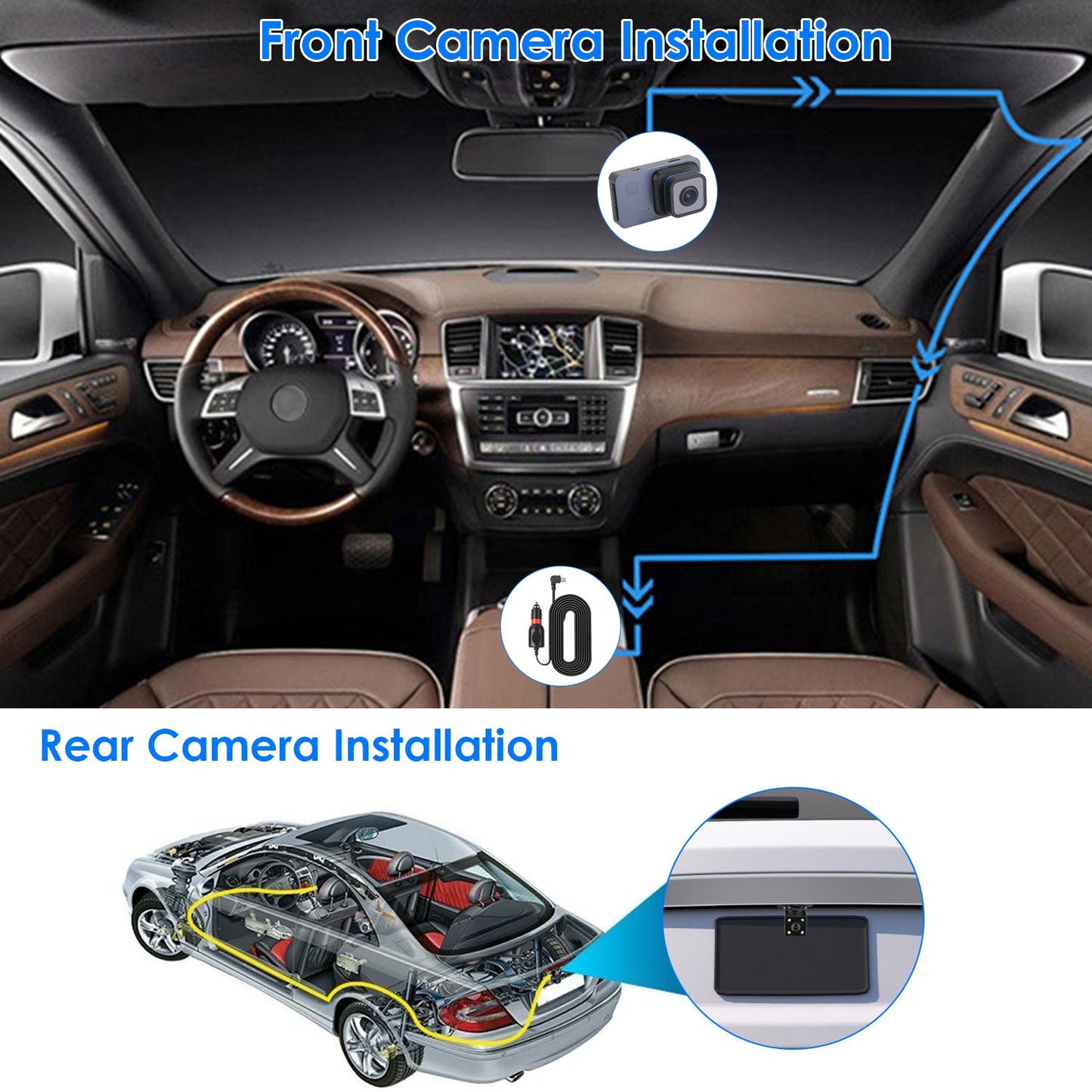 Dual Lens Dash Cam 1080P with WiFi GPS Night Vision