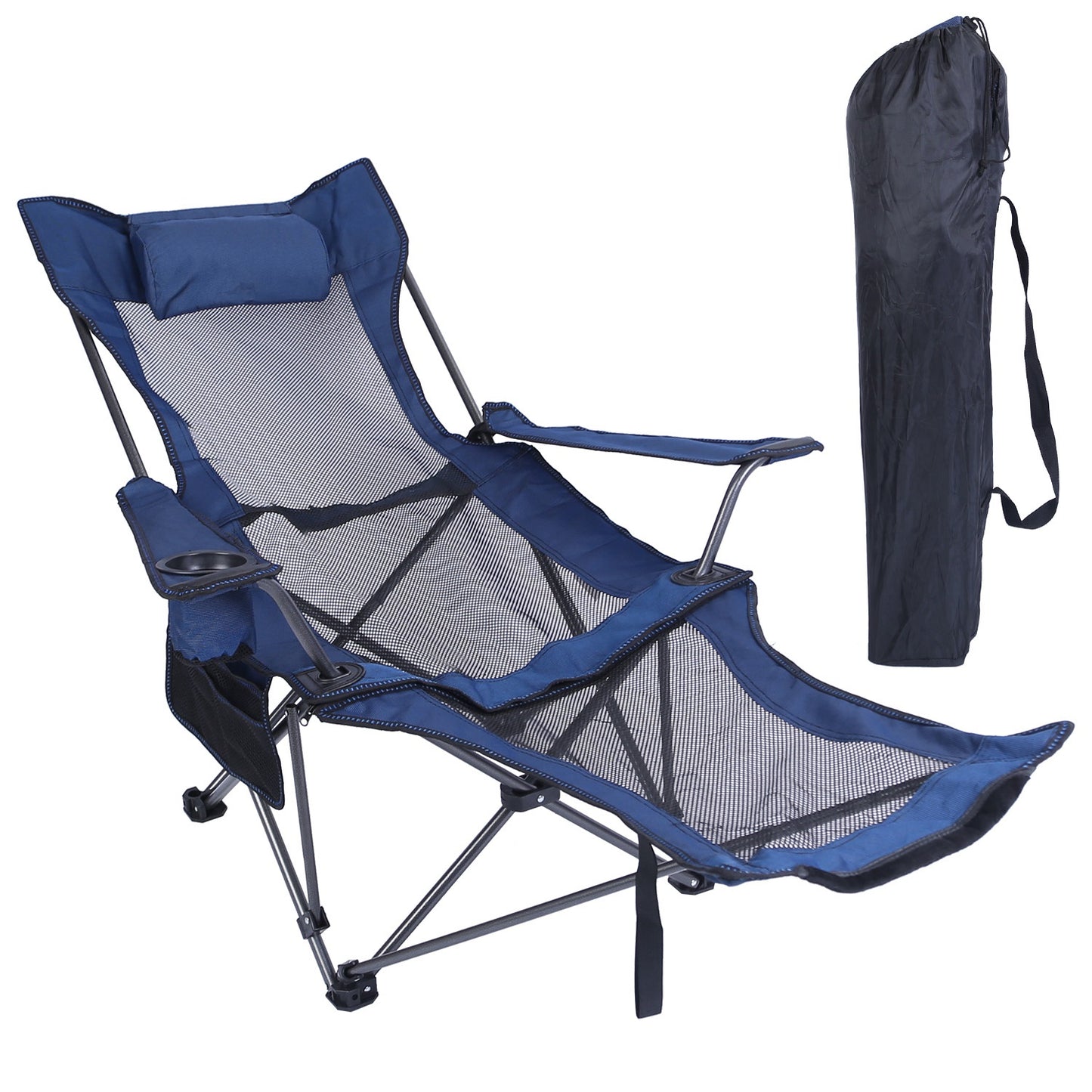 Foldable Camping Chair with Reclining Backrest - 330 LBS Capacity