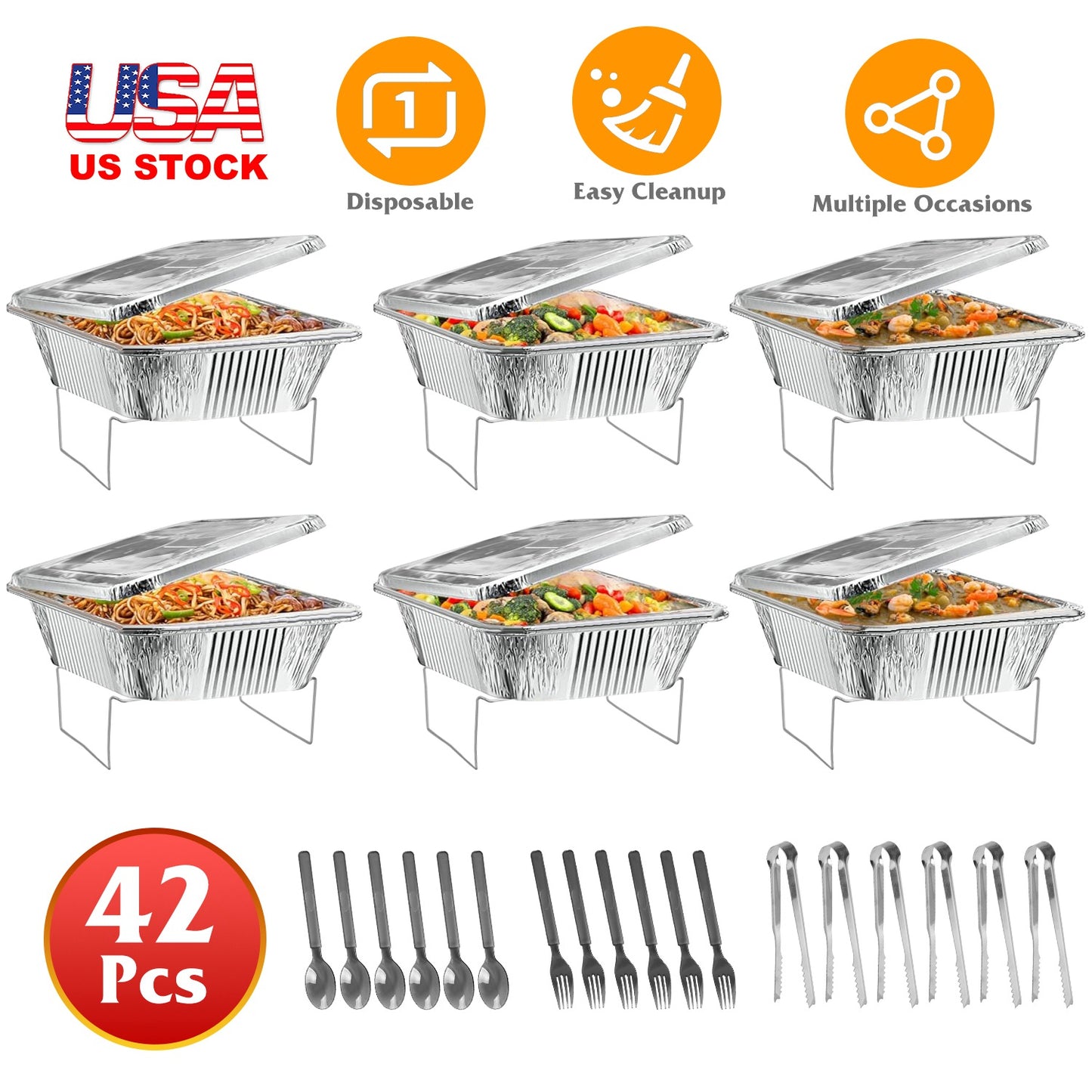 Disposable Chafing Dish Buffet Set - 42 Piece Complete Kit