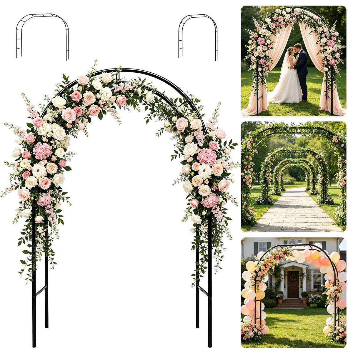 Adjustable Metal Garden Arch for Climbing Plants - 7.87ft