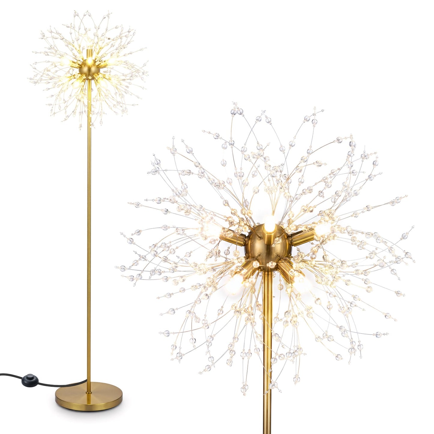 63-Inch Crystal Floor Lamp with Acrylic Crystals